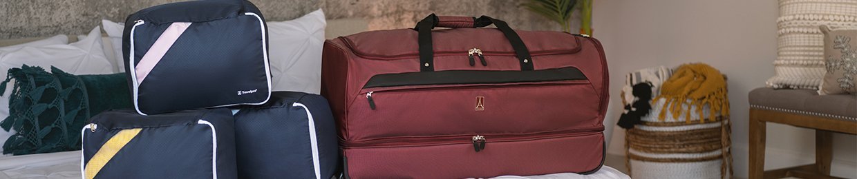 Rolling duffel bag and packing cubes for road trips