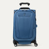 Front-facing Travelpro Maxlite 5 Carry-On Expandable Spinner in Ensign Blue, with curved zippered pocket and low-profile top carry handle.