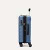 Side view of Travelpro Maxlite Air V2 Carry-On Spinner in Ensign Blue, showing expandable zipper and Low-Profile Side Carry Handles.