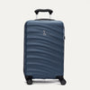 Front view of Travelpro Maxlite Air V2 Carry-On Spinner in Midnight Blue, featuring extended handle and textured hard shell.
