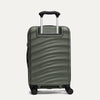 Rear view of Travelpro Maxlite Air V2 Carry-On Spinner in Slate Green, showing the extended telescopic handle and side carry handle