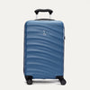 Front view of Travelpro Maxlite Air V2 Carry-On Spinner in Ensign Blue, featuring extended handle and textured hard shell.