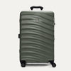 Front view of Travelpro Maxlite Air V2 Check-In Spinner in Slate Green, highlighting an telescopic handle and smooth-rolling spinner wheels.