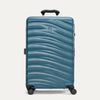 Front view of Travelpro Maxlite Air V2 Check-In Spinner in Teal, highlighting an telescopic handle and smooth-rolling spinner wheels.