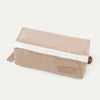 Angled view of the Travelpro MaxAccess Cubes™ Small Organizer in khaki, featuring a white zipper