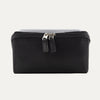 Front view of the MaxAccess Cubes™ Deluxe Hanging Toiletry Organizer in black featuring dual silver zipper