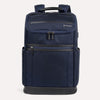 Front view of Travelpro Crew Executive Choice 3 Slim Backpack in Patriot Blue, featuring exterior quick-access pockets.