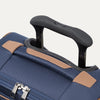 Close-up of a blue suitcase handle