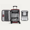 Open view of Crew™ Classic Carry-on Expandable Spinner in Rosewood Red, showing interior compartments and removable accessory panel.