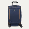 Front view of Travelpro Crew Classic Carry-On Spinner in Patriot Blue, featuring PowerScope Lite Handle and protective corner details.