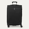 Front view of Travelpro Crew Classic Medium Check-In Expandable Spinner in Black, with 360° Spinner Wheels