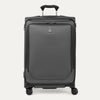 Front view of Travelpro Crew Classic Medium Check-In Expandable Spinner in Titanium Grey, showcasing 360° Spinner Wheels
