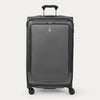 Front view of Travelpro Crew Classic Large Check-In Expandable Spinner in Titanium Grey, with 360° Spinner Wheels, corner reinforcements, and low-profile top carry handle.