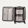Open Platinum® Elite Medium Check-In Spinner in Camouflage, showing interior with fold-out suiter and mesh zippered compartments for organized packing.