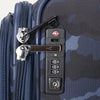Integrated TSA-approved combination lock on Platinum® Elite Medium Check-In Spinner in Camouflage.