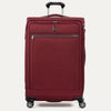 Front view of Travelpro® Platinum Elite Large Check-In Expandable Spinner in Bordeaux, with full-panel zip pocket and silver-tone zippers.