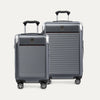 Two gray suitcases with visible travelpro logo on a white background