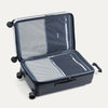 Open suitcase on a white background