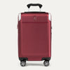 Front view of Travelpro Platinum® Elite Hardside Carry-On Expandable Spinner in Daring Red, featuring a textured polycarbonate shell and chrome corner guards.