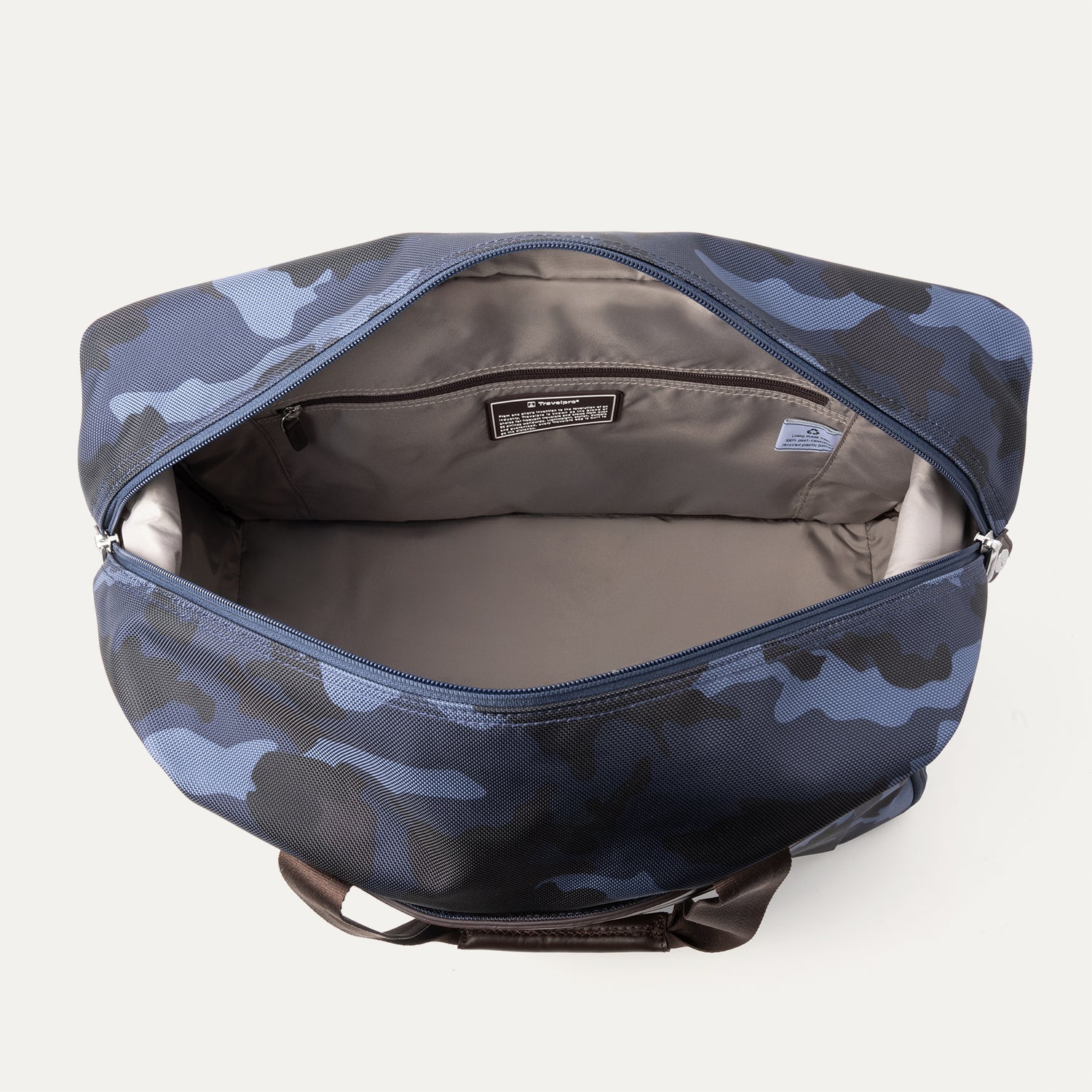 Interior view of the Platinum® Elite Soft Duffel in Camouflage, showing its spacious main compartment and zippered inner pocket.