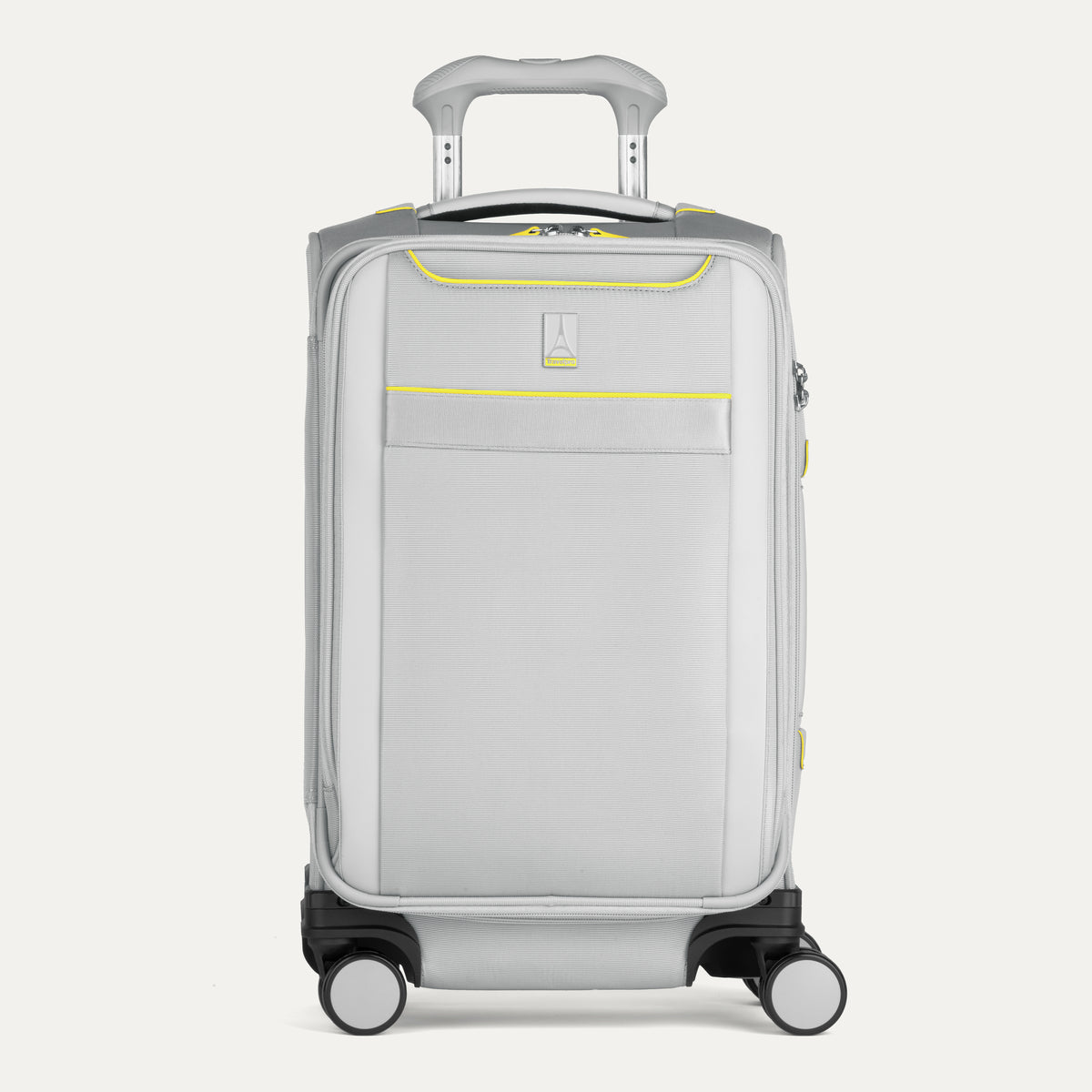 Front view of Travelpro Versapack+  Carry-On in Cyber Lime, featuring a PowerScope Extension Handle.