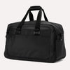 Slanted rear view of Travelpro Altitude Double Expansion Duffel in Jet Black with top handle and rear zippered pocket.