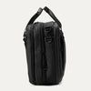 Side view of the Travelpro® Altitude™ Full Expansion Brief in black, showing dual top carry handles, expansion zippers, and D-rings for an optional shoulder strap.