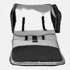 Interior view of the Travelpro Altitude Convertible Duffel/Backpack in Jet Black, showcasing compression straps and mesh pocket.