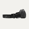 Side view of the Travelpro Altitude Sling 2L in Jet Black, showing Travelpro logo tab and adjustable buckle strap.