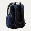 Rear angled view of the Travelpro Altitude All-Purpose Backpack in Stellar Navy/Grey, showing padded straps and back pocket access.