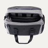 Top view of the Travelpro Altitude Day-to-Day Duffel in Falcon Grey, showing interior organizational compartments and padded laptop sleeve.