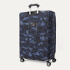 Slanted Rear view of the Travelpro Platinum Elite Large Check-In Spinner in Camouflage, showing the PowerScope Extension Handle.