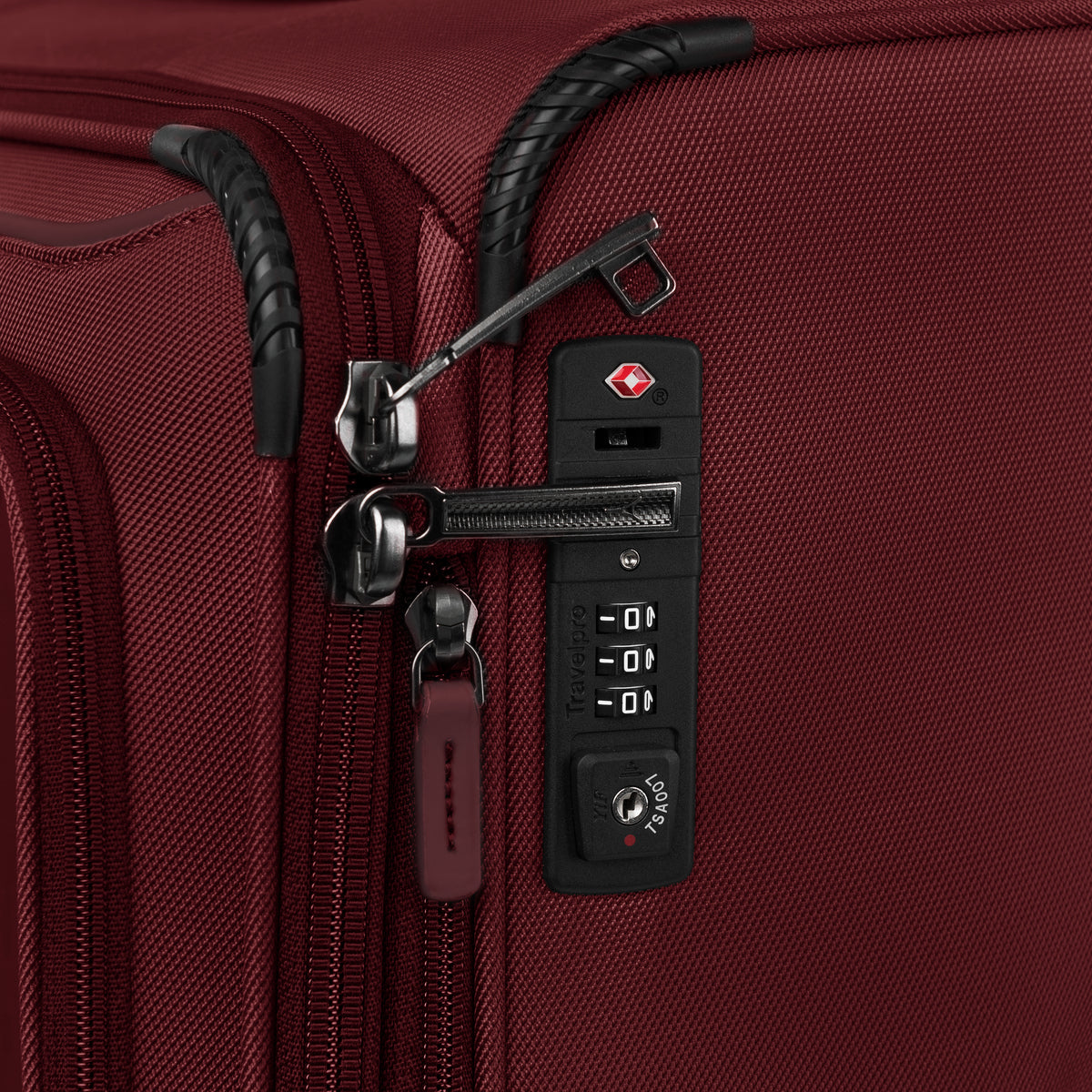 Close up look of a suitcase with a combination lock