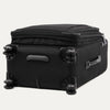 Black suitcase with black wheels on a white background