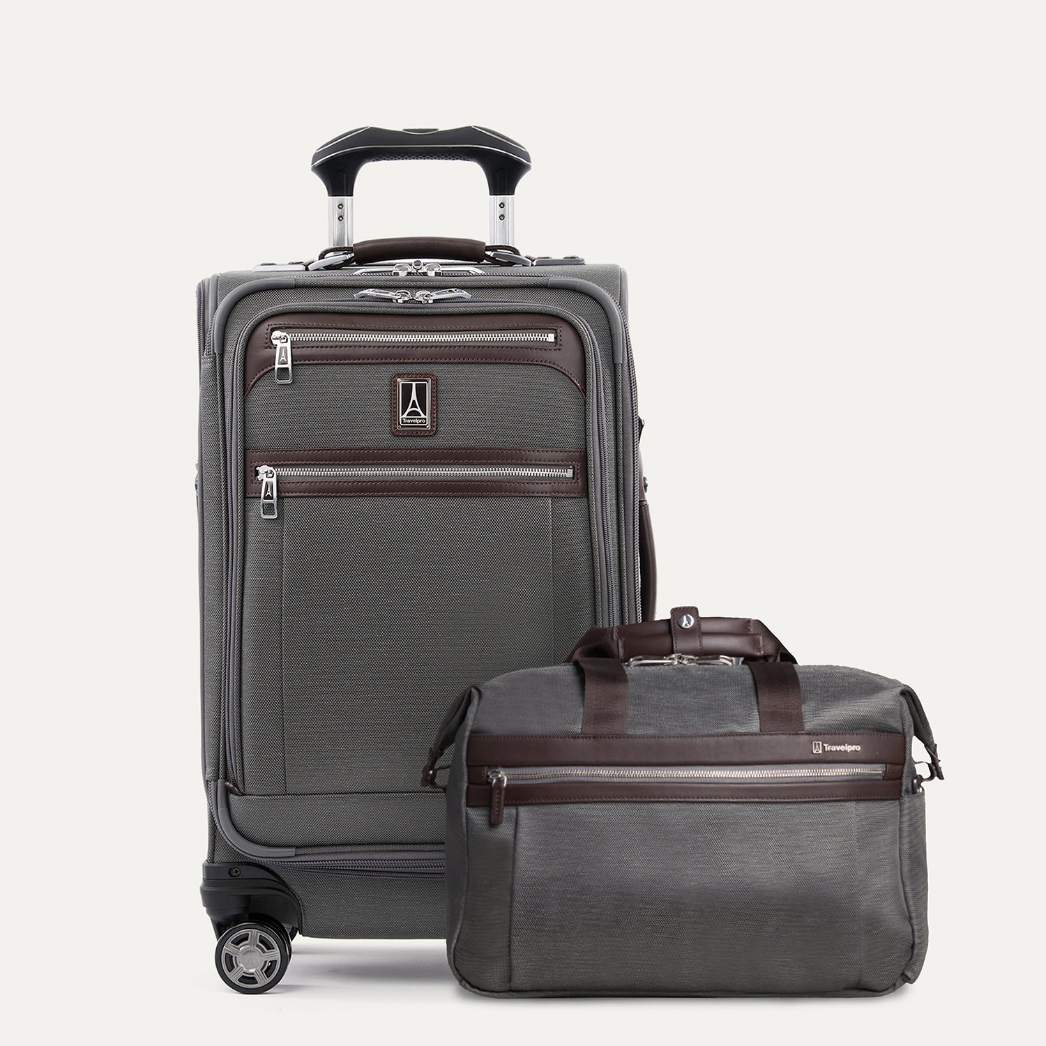 high sierra wheeled underseat suitcase carry-on travel tote bag gray Travelpro Platinum Elite Carry-On /Underseat Tote Bag Set w/ Built-In USB Port