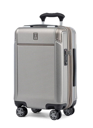 Platinum Elite rolling hard sided luggage in Metallic Sand.