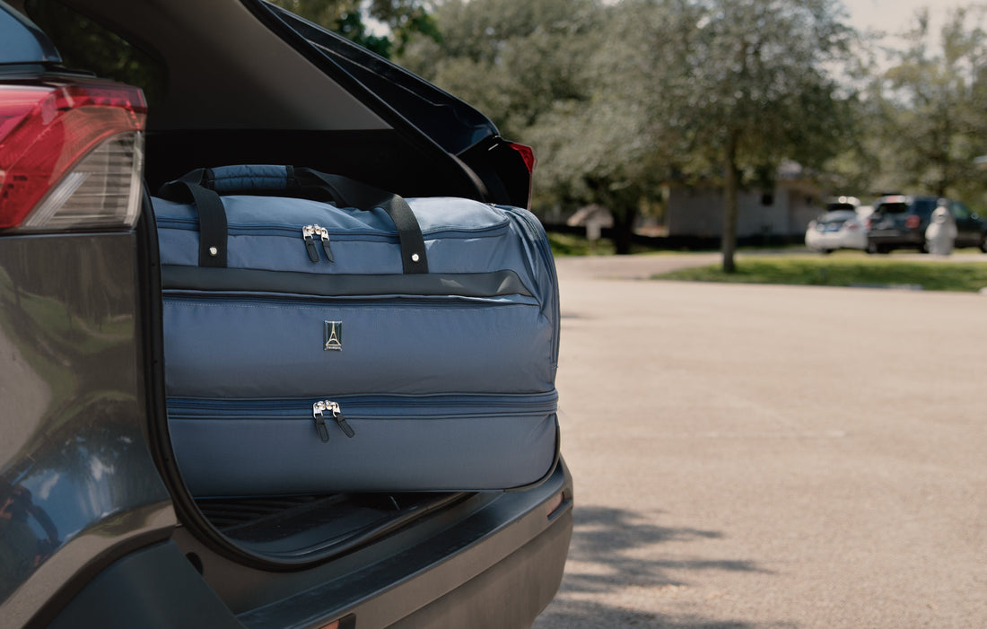 roadtrip duffel bag in car trunk