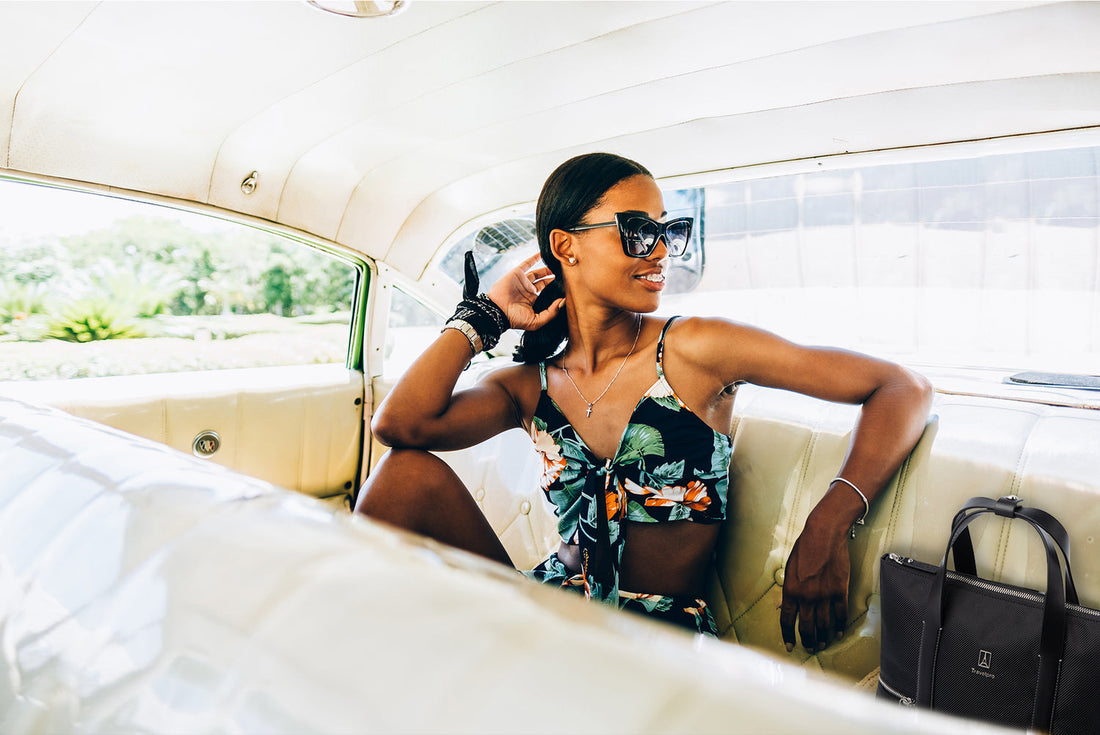 woman sitting in car