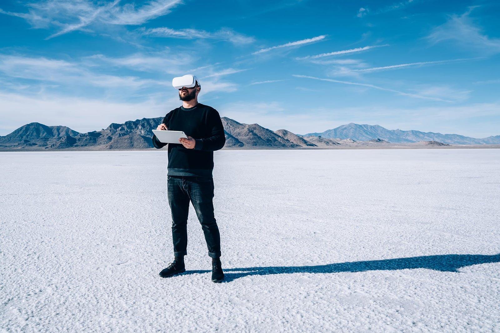 Man using virtual reality set