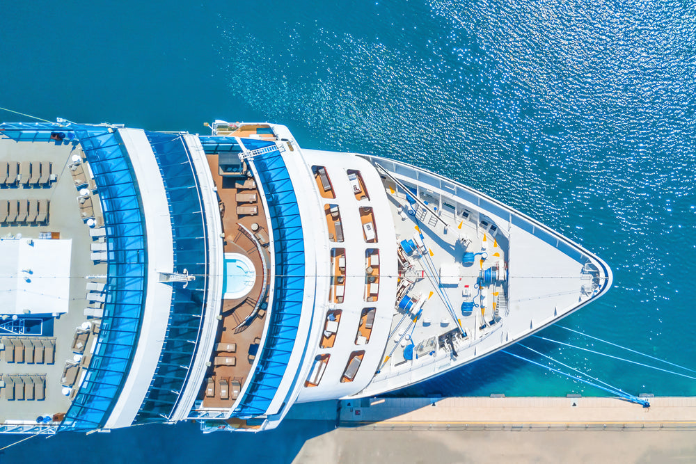 aerial view of cruise ship