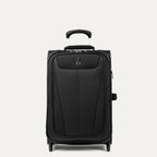 Front view of Maxlite 5 Carry-On Rollaboard in Black, showing two front zippered compartments and a top carry handle.