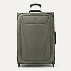 Front view of Maxlite 5 Medium Check-In Expandable Spinner in Slate Green, featuring sleek contouring and 4-wheel spinners.
