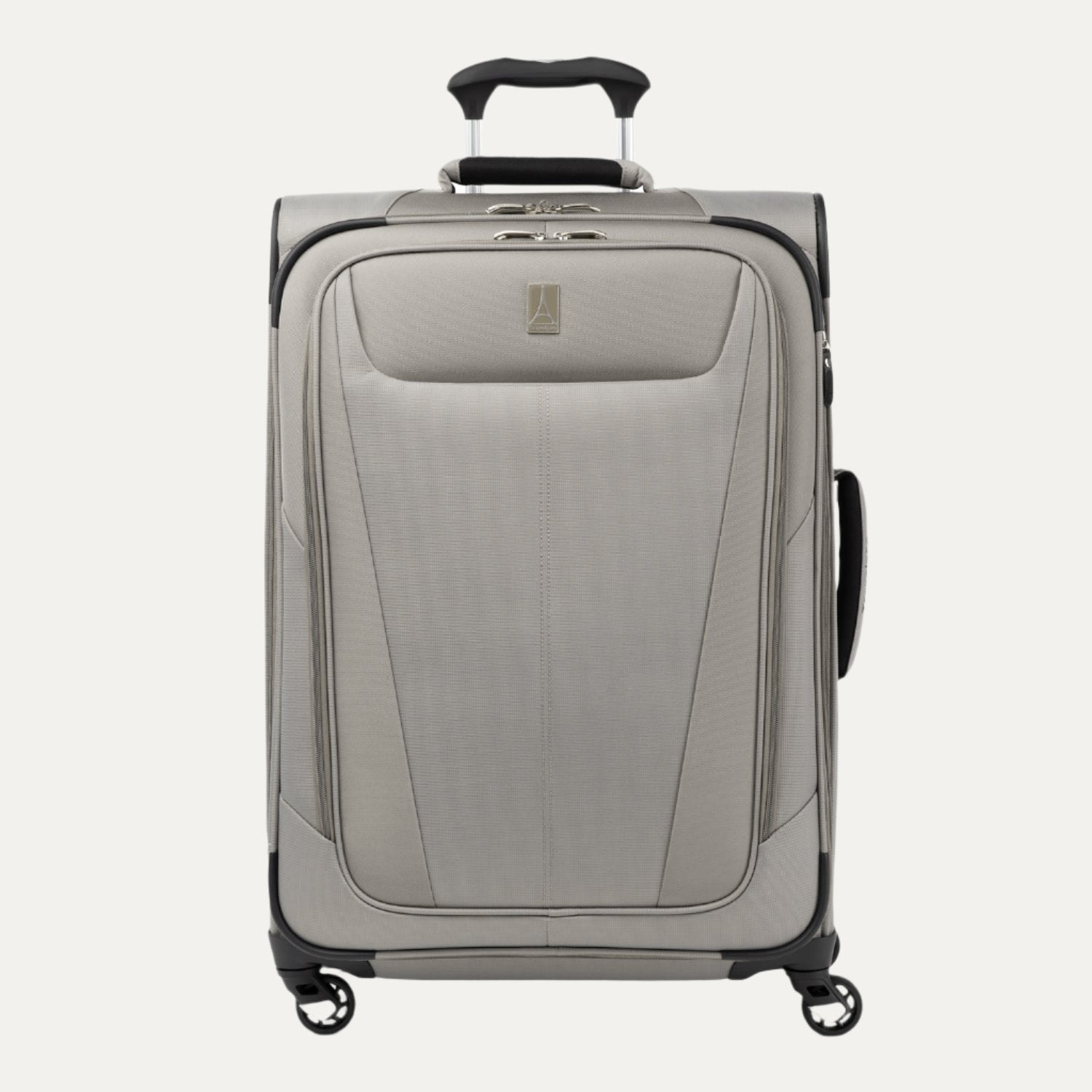 Medium size Maxlite® 5 Expandable Spinner in gray, designed with four smooth-rolling spinner wheels and a telescoping handle.
