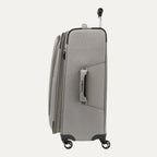 Side view of the medium size Maxlite® 5 Expandable Spinner in gray, featuring the side carry handle, zipper expansion, and smooth-rolling spinner wheels.

