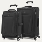 Two black suitcases on a white background