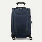 Front view of Maxlite 5 Carry-On Expandable Spinner in Midnight Blue, showcasing sleek lines and effortless spinner mobility.