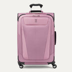 Front view of Maxlite 5 Medium Check-In Expandable Spinner in Orchid Pink, featuring sleek contouring and 4-wheel spinners.