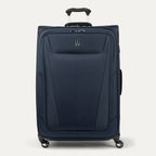 Front view of Maxlite 5 Large Check-In Expandable Spinner in Midnight Blue, offering smooth mobility and minimalist style.