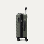Side view of Travelpro Maxlite Air V2 Carry-On Hardside Spinner in Slate Green, showing TSA Approved Locks and Low-Profile Side Carry Handles.
