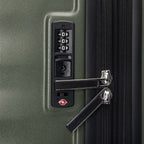 Close-up of Travelpro Maxlite Air V2  Hardside Spinner in Slate Green, featuring TSA Approved Locks and Waterproof Zippers.
